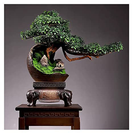 Künstliche Bäume Zypresse Welcome Pine Bonsai Großer Bonsai mit Keramikglas, Mikro-Landschaftsdekoration und Vintage-Basis, künstlicher Bonsai-Baum, künstliche Pflanzen, künstliche Pflanzen for die He