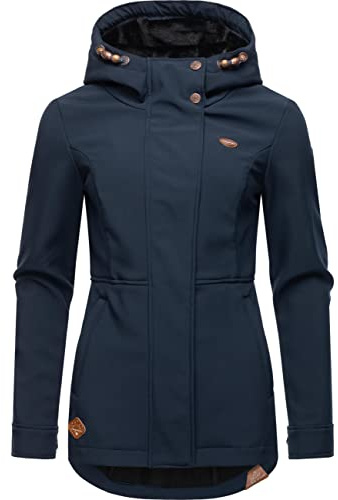 Ragwear Damen Sotfshelljacke Übergangsjacke mit Teddyfleece-Kapuze Yba Intl Navy22 Gr. S
