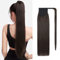 Benehair Ponytail Extension Echthaar, 100% Echthaar Zopf Extensions Echthaar, Wrap Around Ponytail für Frauen, Dunkel Braun Pferdeschwanz Echtes Haar Haarverlängerung 45 CM 90g #2