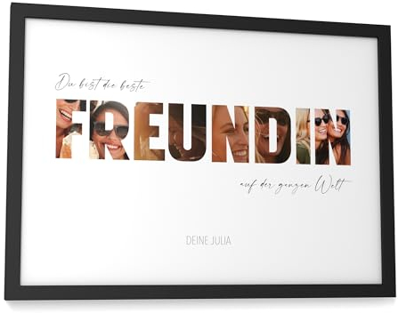 Papierschmiede® Geschenk für Beste Freundin personalisiertes Bild mit Fotos - A4 im Bilderrahmen - Geschenke für Frauen und Männer - BFF Dankeschön Geschenk Geburtstag Weihnachten