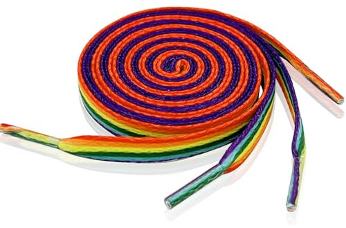 TRUEIN 4 Pares Cordones Colorido, 120cm/47in Arco Iris Cordón de Zapato, Cordones de Colores de Arcoíris, Cordones Planos Largos para Zapatillas Deportivas, Correr, Adultos, Niños