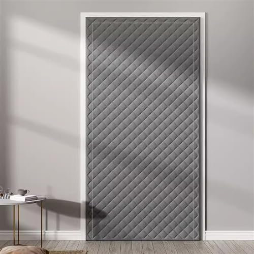 SK Studio Rideau de Porte Isolant Thermique, Rideau Occultant Anti Froid Rideaux Salon Anti Bruit pour Couloirs, Portes, Patio Gris, 80x220cm