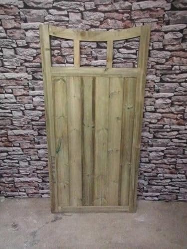Wooden Curve TVG Garden Gate Pedestrian Gate Wooden Pressure Treated 5ft 150cm,wooden garden gate, garden gates wooden, garden gates wooden (150cm High x 83cm Wide x 5cm Deep)