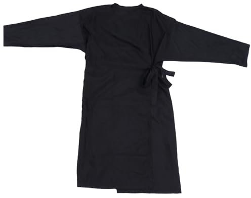 Healeved Kimono Style Client Gown Adjustable Hair Salon Barber Hairdressing Smock, Waterproof Hair Cutting Cape for Hairdressers, Black Polyester, Lightweight and Breathable, Ideal for Home and Profes