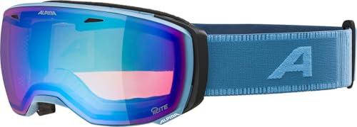 ALPINA ESTETICA Q-LITE - verspiegelte, kontrastverstärkende OTG Skibrille mit 100% UV-Schutz für Erwachsene - smoke-blue matt - one size