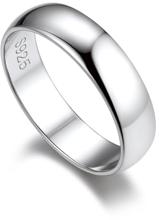 Bandmax Verlobungsringe Silberring Größe 57mm Ring Damen Eheringe Silber Bandring 5mm breit Trauringe Fingerring Hochzeitsschmuck für Verlobung