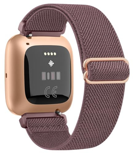 Oumida Armband Kompatibel mit Fitbit Versa 2/Lite/SE - Weiches Elastisches Sport Nylon Ersatzarmband für Damen und Herren (Rauchviolett)