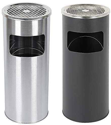 OHMG Bacs à déchets de jardin 30L,Cendrier amovible sur pied en acier inoxydable,Poubelle ronds avec poubelle et seau intérieur,pour Intérieur/Extérieur,Commercial