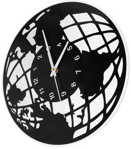 ULDIGI Nordische Karte Wanduhr Kunststoff Uhr Rustikale Wanduhr Vintage Runde Wanduhr Uhr Im Vintage Stil Weltkarte Uhr Für Wand Kunststoff Wanduhr Stumme Uhr Weltkarte