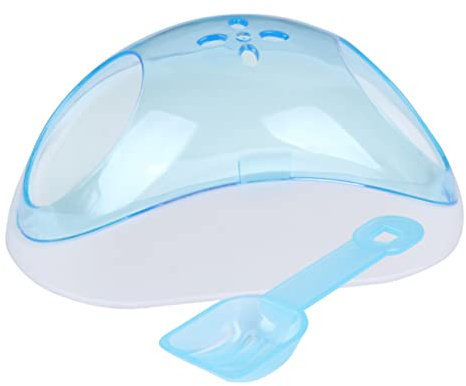 BESPORTBLE Contenitore per Sabbia da Bagno per Criceti e Cincillà Plastica Semi-Trasparente con Paletta Design Sicuro e Portatile per Uso Domestico e Viaggi Blu Colore Paletta Casual