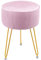 Trintion Dressing Table Stool, Round Vanity Stool, Stool Chair for Dressing Table, Makeup Stool with Gold Iron Legs for Bedroom Living Room, Pink