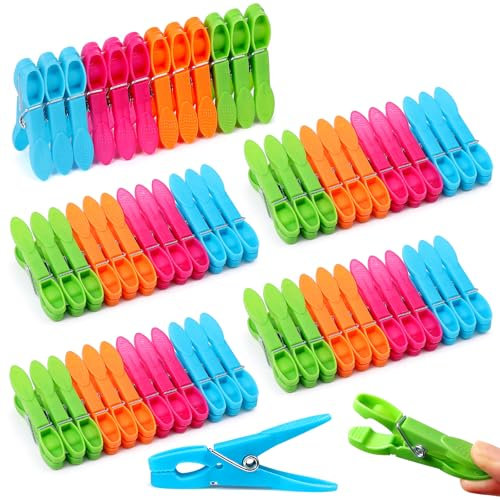 Zeawavsl 60Pcs Pinces a Linge Antiglissantes, Multicolores Pinces à Linge en Plastique, Heavy Duty Pince a Linge, Clips en Plastique Stables, Idéales pour Chaussettes, Serviettes, Vêtements