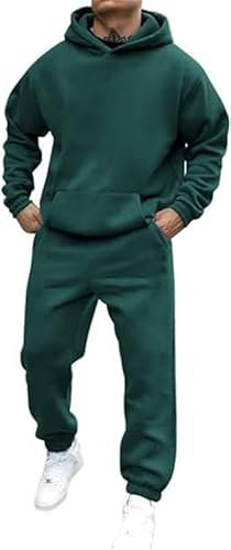 Trainingsanzug Herren Sportbekleidung Jogginganzug Herren Einfarbig Hoodie mit Kapuze Langarm mit Taschen Hausanzug 2-Teilig Kapuzenpullover Jogginghose Tracksuit Set Klassisch Unisex Sportanzug