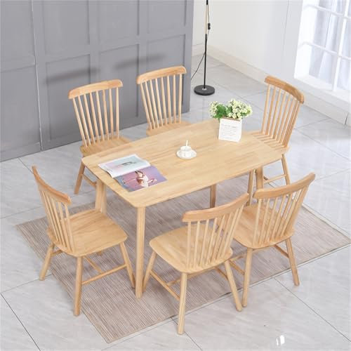 Juego de comedor moderno de mediados de siglo de 6 piezas, mesa y sillas de casa de campo, muebles de cocina/sala de estar, 59 x 31.5 x 29.5 pulgadas