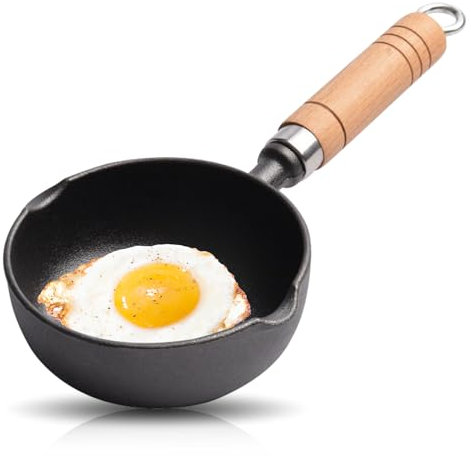 Yuragim Gusseisenpfanne Klein, Mini-pfanne für ein Ei, 11 cm Minipfanne Bratpfanne Eierpfanne mit Griff, Pfanne Gusseisen, Spiegeleipfanne, Kleine Pfanne, Brat- & Universalpfannen für Kochen, Camping