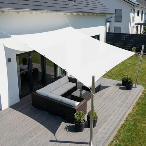 SUNNY GUARD Toldo Vela de Sombra Impermeable 2x3m Rectangular con Ojales,Protección Rayos UV para Balcón Exteriores Terrazas Jardín, Color Blanco