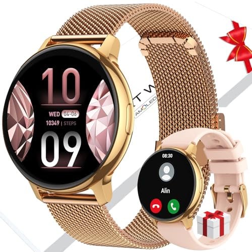 Smart Watches for Women with Call Function - 1.19 AMOLED Fitness Watch With Heart Rate/SpO2/Sleep Monitor, Fashion Fitness Tracker with 112+ Sports, Step Counter, IP68 Waterproof for Android/iOS