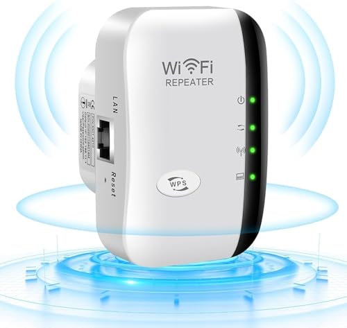 AYMBH WiFi Extender Signal Booster Up to 5000 sq.ft and 50+ Devices Wireless Internet Repeater with 300Mbps Speed, Ethernet Port, Easy 1-Key Setup Alexa Compatible Long-Range Amplifier for Dead Zones