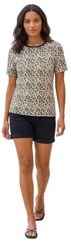 Roman Originals Textured Spot Stretch Top for Women UK - Ladies Everyday Autumn Winter Round Neckline Comfy Soft Evening Vacation Work Party Night Out