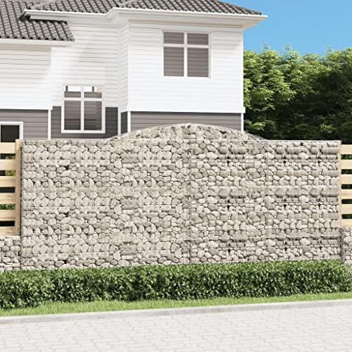 LLEZKBR Arched Gabion Baskets 2 pcs 400x30x180/200 cm Galvanised Iron