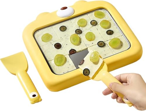 Pan Ice Cream Roll Maker，Roller Yoghurt Maker Cold Plate with Spatulas，Non Electric Versatile Treats Making Tool for Kids Adults Teen Families Child Fun Experience