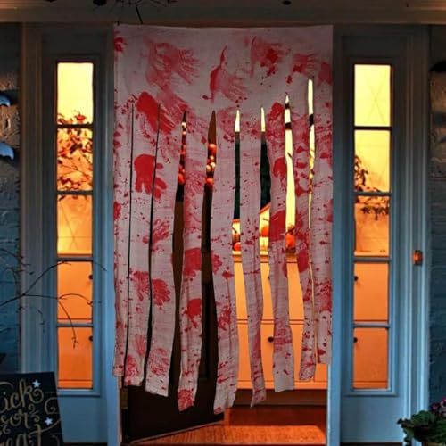 2 Stück Halloween Blutiges Tuch Dekorationen, Home Halloween Gruseliges Bluttuch Tuch, Halloween Gruseliges Bluttuch, Halloween Blutiges Tuch, für Halloween-Party, Spukhaus, Eingangsdekoration