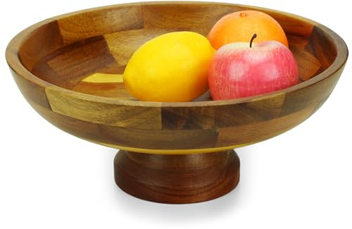 HOMKULA Obstschale aus Akazienholz für Küchentheke, Dekoration, dekorativer Obstkorb, moderne Bauernhaus-Dekoration (XL)