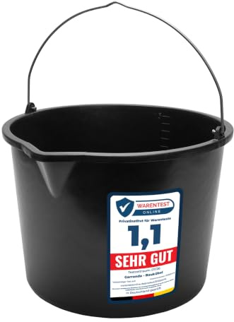 Garronda Putzeimer 3 Pack 15 L mit Ausguss Baueimer Mörteleimer GD-0168 | Maurerkübel, aus recyceltem Kunststoff, mit Metallhenkel, für Baustelle, Garten und Haushalt, als stabiler Maurerkübel