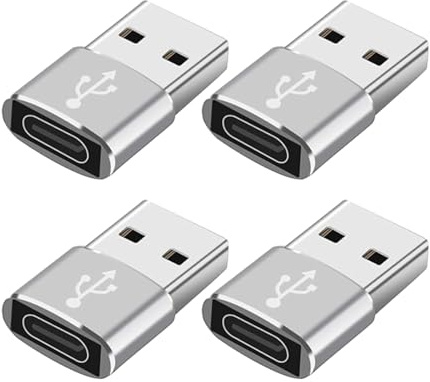 YCSONLY 4 Pack USB-C to USB Adapter, USB Type-C Female to USB-A Male Converter, 3A Fast Charging 480Mbps Data Transfer OTG Adapter for iPhone, iPad, Smartphones, Tablets & Laptops
