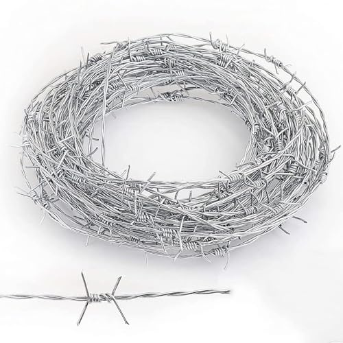 Verzinkte Stacheldrahtrolle – 4-Punkt-Zaun – rost- und wetterbeständig – ideal für Garten, Bauernhof, Sicherheit im Freien, 2,5 mm, 25 m