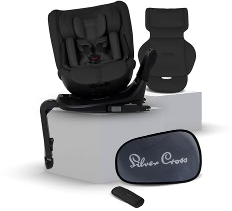 Silver Cross Motion 3 All Size 360 Car Seat, 0-12 Years, Iconic Black | The Only Car Seat You Need, Safer for Longer, Birth to 12 Years (40–145cm), Extended Rear-Facing (18kg) for Maximum Safety