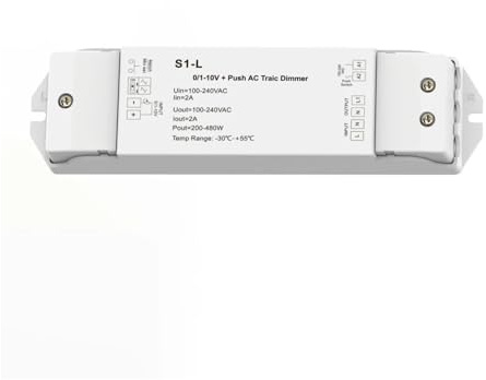 Variateur triac AC 0/1-10 V, interrupteur à bouton-poussoir, télécommande 2,4 G for lumières LED à intensité variable d'une seule couleur(Remote Only)