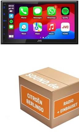 Autoradio Einbaupaket für JVC KW-M695DBW kompatibel mit Citroën Berlingo 2, RD4, PDC | CarPlay Wireless Android Auto Wireless
