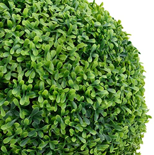 Generico Pianta di Bosso Artificiale a Sfera 50 cm con Vaso Verde, Decorazione Finta in Polietilene e Legno di Eucalipto