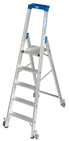 Alu-Stufenstehleiter, fahrbar, 5 Stufen