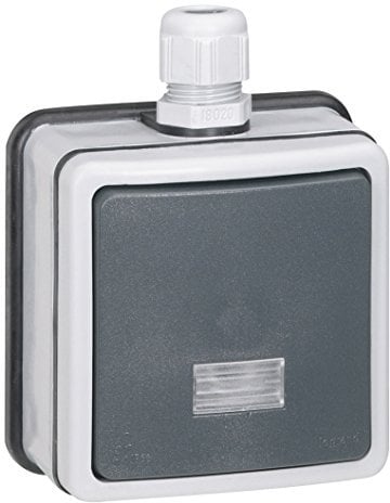 Legrand 090460 Interrupteur ou Va-et-vient Étanche à Voyant Plexo, IP66, 10A, 250V, Gris