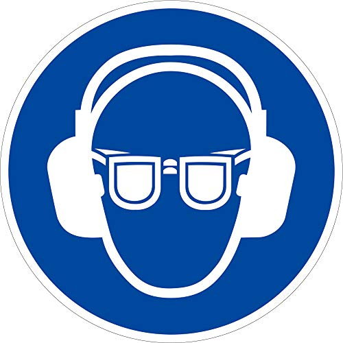 Schild Alu Gehörschutz und Augenschutz benutzen ISO 7010 Ø 20 cm