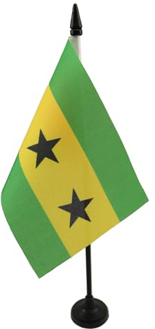 AZ FLAG - Tischflagge São Tomé Und Príncipe - 15x10 cm - Sao Tome Tischfahne 10 x 15 Cm - Flaggen