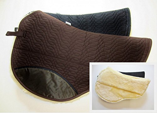 PS Pferdeartikel Westernpad, Sattelunterlage mit Lammfell -Spezial- Round Abgestuft Farbe braun