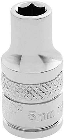 Draper 32427 1/4 Square Drive Polished Chrome Metric Socket, 5 mm Size