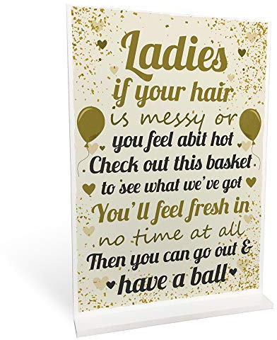 RED OCEAN Ladies Toiletries Sign Wedding Table Decoration Standing Plaque Wedding Party Decoration Keepsake