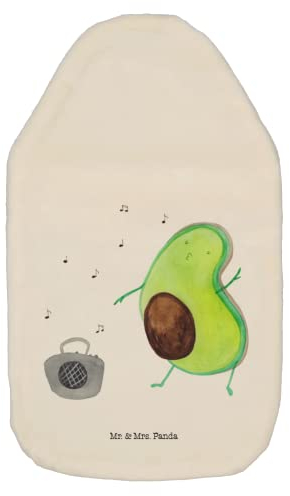 Mr. & Mrs. Panda Wärmflasche Avocado Tanzen - Geschenk, Musik, Wärmflasche mit Bezug, Gesund, Kinderwärmflasche, Bettflasche, Veggie, Kleine
