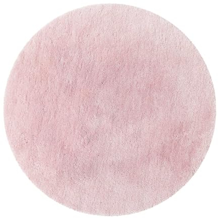 Homie Living Badteppich, Badematte kuscheliger Flauschiger weicher Flor l rutschfest und Waschbar Porto Azzurro (90 cm rund, Rosa)