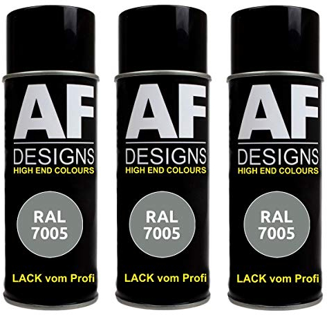 Alex Flittner Designs 3X RAL Lackspray Autolack Buntlack Spraydose RAL7005 MAUSGRAU matt