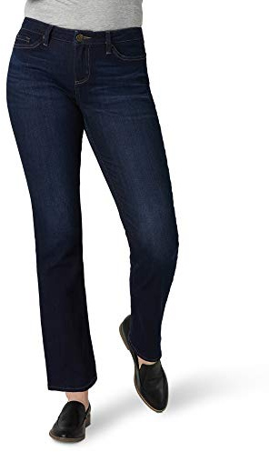 Lee Women's Petite Legendary Mid Rise Straight Leg Jean Nightshade 8 Petite