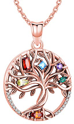 Odinstone Pendentif Arbre de Vie Femme Argent 925 Collier Arbre Or Rose Famille Bijoux Cadeaux pour Femme Filles Maman Bijoux Mères
