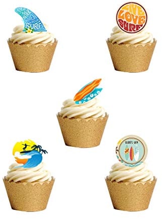 21 Stand Up Surfing Surf Watersport Themed Edible Wafer paper Cake Toppers Decorations