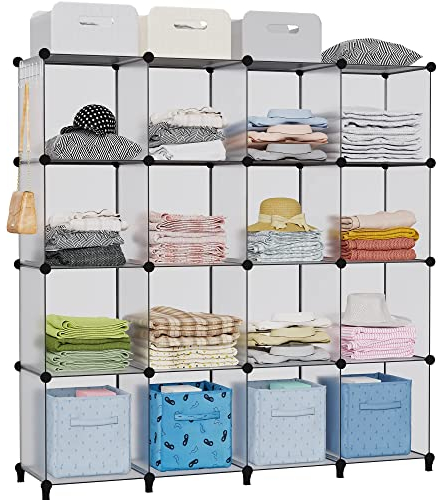 HOMIDEC Bookcase, 16 Cube Storage Unit Book shelf, Storage Cubes Multi-Use DIY Storage Shelves for Books, Storage Boxes, Clothes, Crochet Yarn, Toys