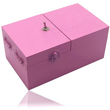 Maijia Nutzlose Schachtel aus Holz macht sich selbst aus Nutzlose Schachtel Lassen Sie mich allein Maschinenkiste mit Echtholz Schreibtischdekoration für Weihnachten Neujahrsgeschenke (Pink-No Logo)