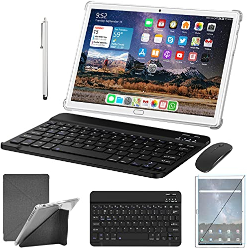 ZONKO Tablet 10 Zoll Android 13 4G LTE Tablet PC, Tablets mit SIM Slot 64GB ROM 512GB TF, Tablet mit Stift Tastatur und Maus, Octa-Core, 1080PFHD, 6000mAh, 13 MP, Bluetooth WiFi GPS OTG Typ-C, Silber
